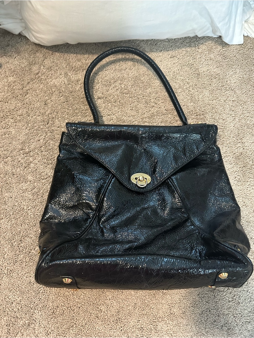 Goldenbleu Black Patent Leather Handbag